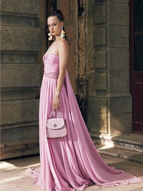 Tony Ward Couture - Cherry Blossom Draped Mousseline Gown (Size 2)